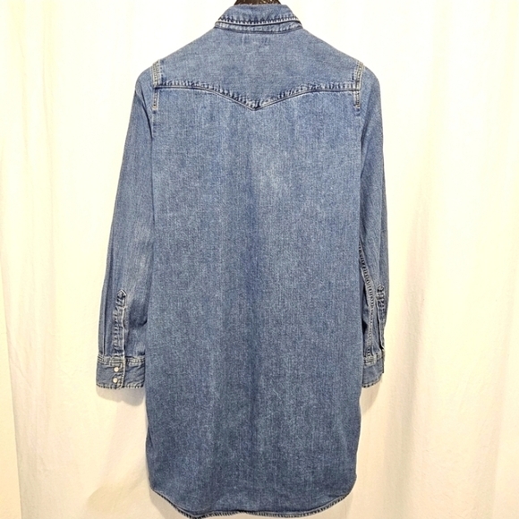 Levi's Long Sleeve Blue Western Denim Shirt Dress - Picture 6 of 14